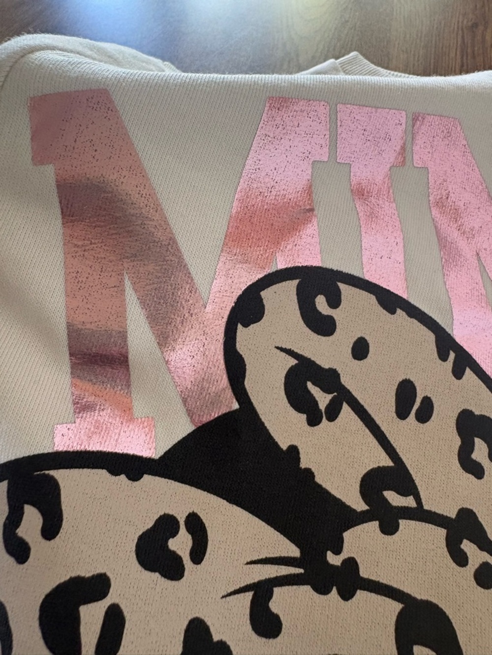 NWOT H&M/Disney Minnie Mouse Sweatshirt Dress With Pink Foil Letters Girls Sz 8 - Picture 8 of 9